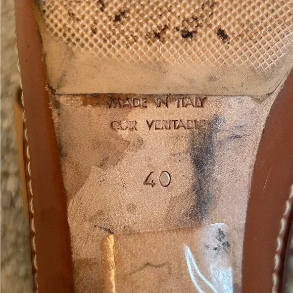 Yves Saint Laurent Tan Leather Heels with Cross-Strap Design - Picture 9 of 15